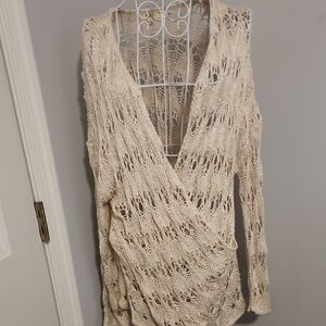 Cream Knit Wrap Cardigan